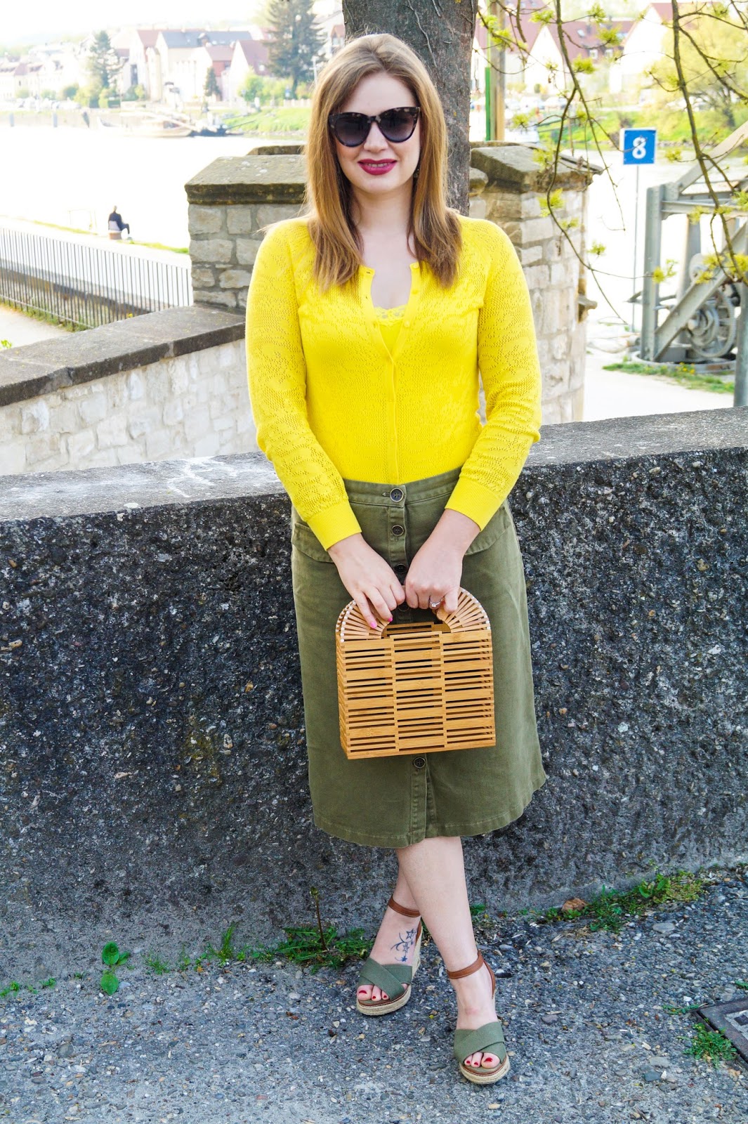 Olive green skirts yellow outlet